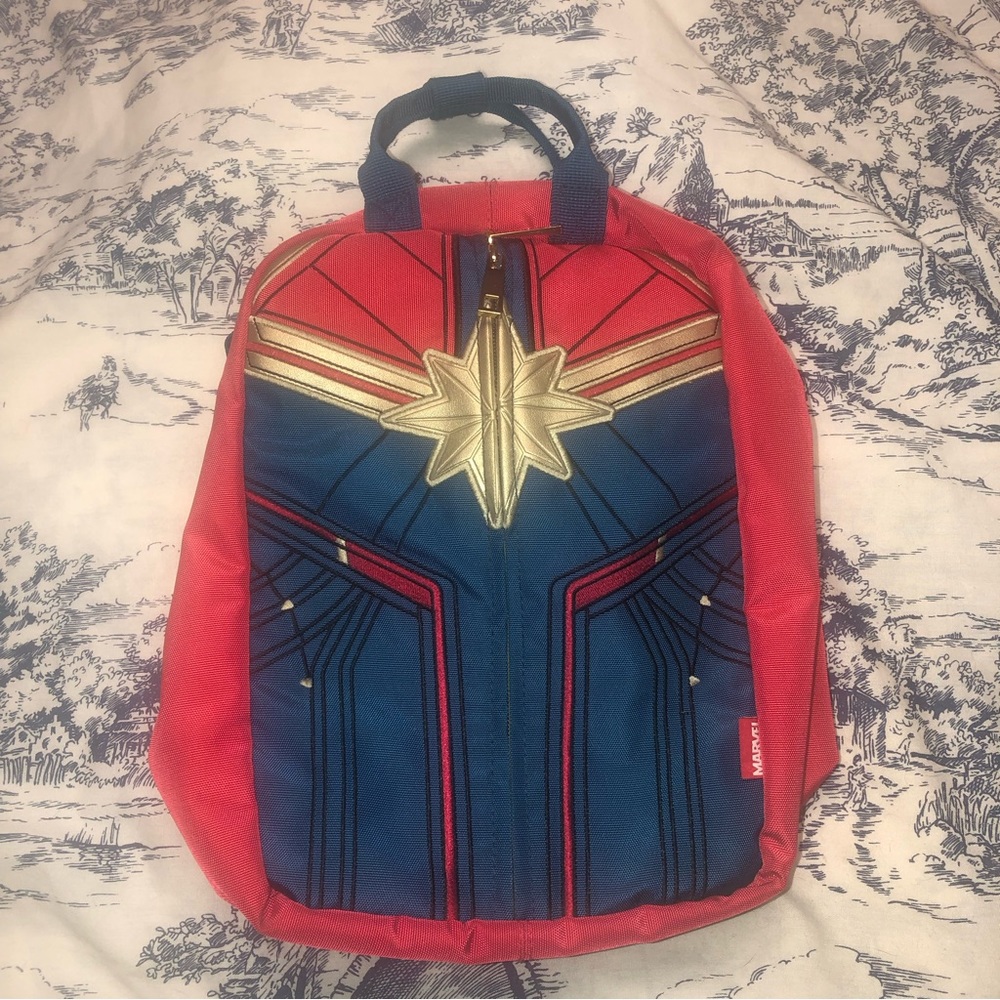 Disney Store Captain Marvel Reversible Backpack Tote Bag Purse Handbag